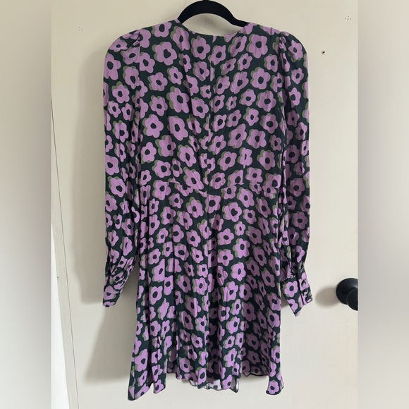 Kate Spade Purple Floral Puff Sleeve Mini Dress Size 2 - Picture 4 of 11